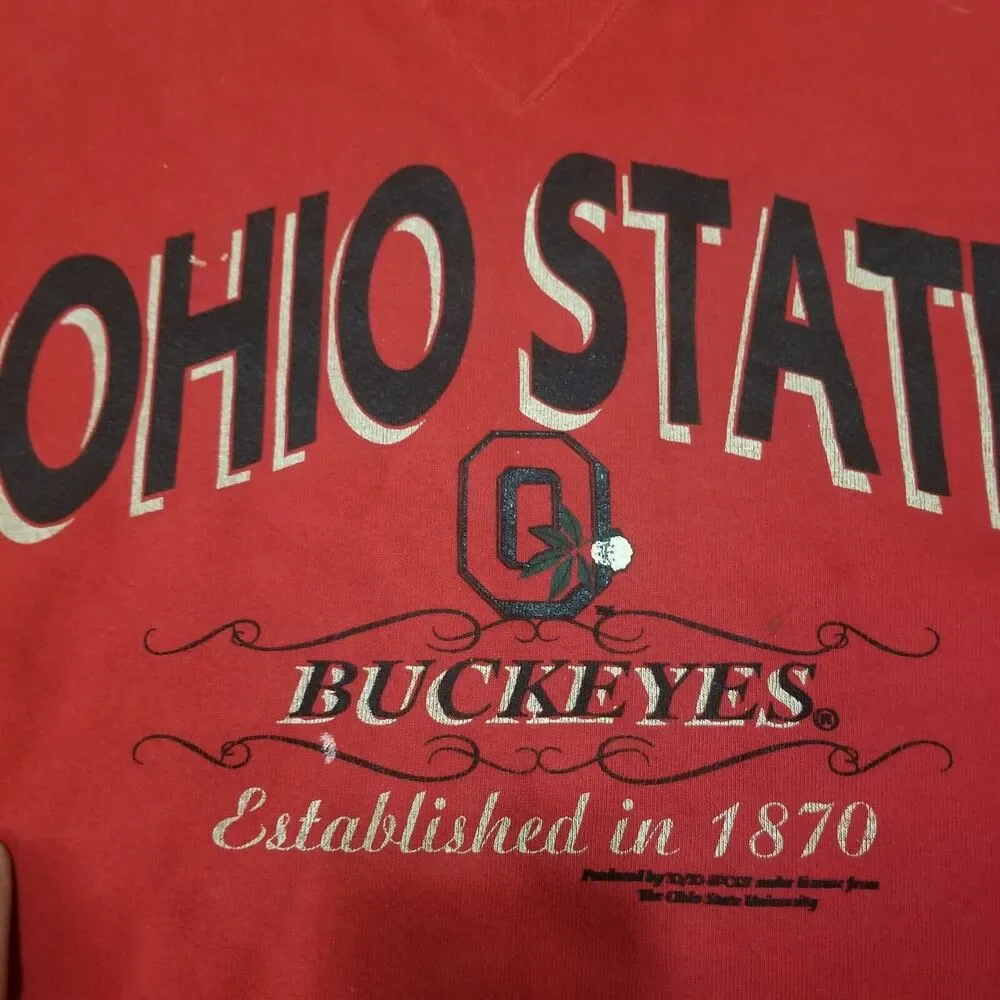 Vintage 90s 20 20 HVYWT Sweater Size L *Made in USA‎ Chopped Sleeves Ohio State